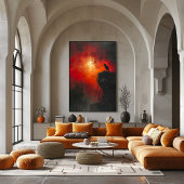 Poster Cuervo Solitario: El Abrazo Ardiente del Atardecer