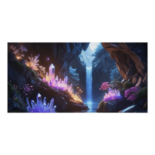 Poster Cueva de cristal con cascada mágica (Devant)