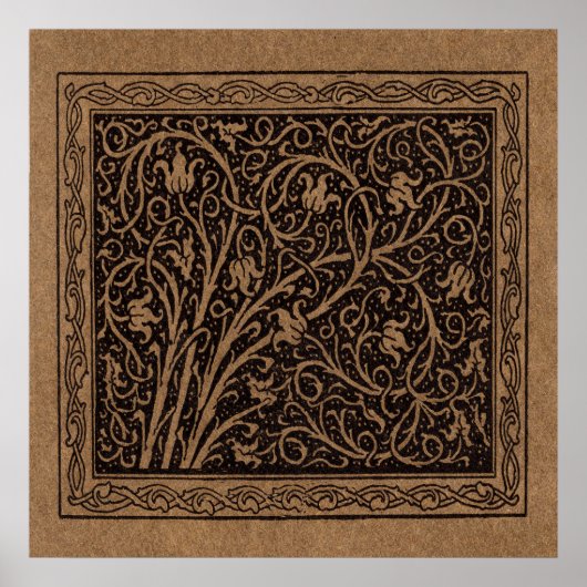 Poster Cuir à outils Brown Art Nouveau Floral (Devant)