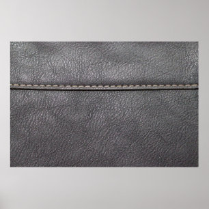 Poster Cuir noir cousu avec couture blanche