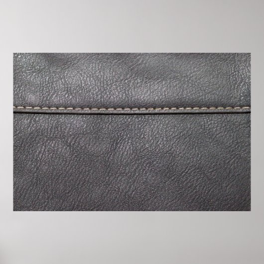 Poster Cuir noir cousu avec couture blanche (Devant)