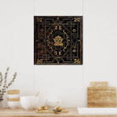 Poster Cuir Vintage et or tombés (Cuisine)