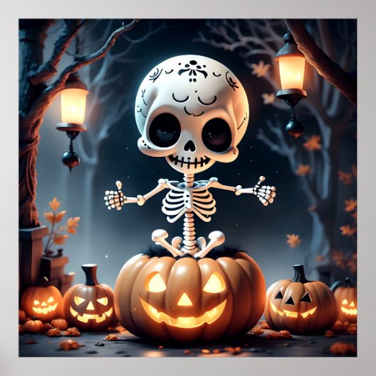 Poster Cuire Sugar Skull Squelette et Citrouille (Devant)