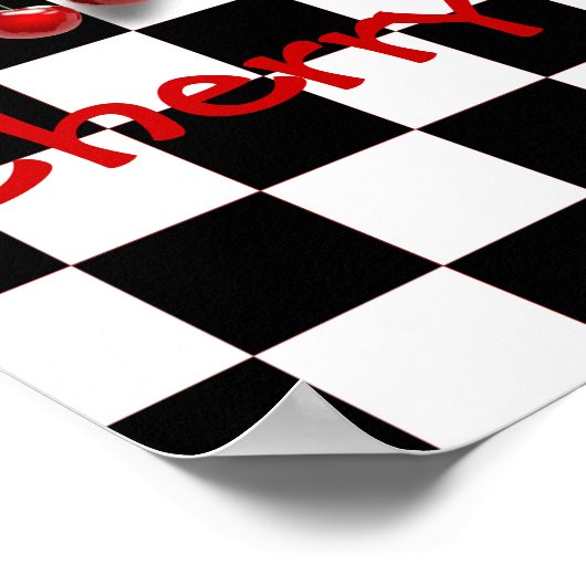 Poster Cuisine à tarte cerise en carton noir et blanc (Coin)