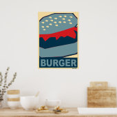 Poster Cuisine américaine : Hamburger In Blue Art (Cuisine)