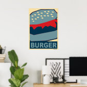Poster Cuisine américaine : Hamburger In Blue Art (Bureau à domicile)