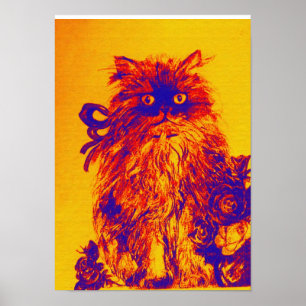 Poster CUISINE AVEC ROSES, Jaune Bleu Orange