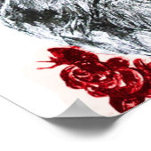 Poster CUISINE AVEC ROSES, Noir Rouge et Blanc (Coin)