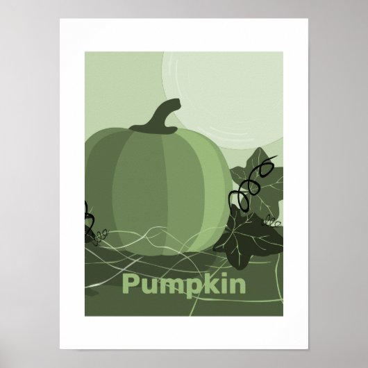 Poster Cuisine Citrouille Verte Stylisée Saison Automne (Devant)