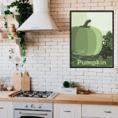 Poster Cuisine Citrouille Verte Stylisée Saison Automne