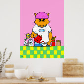 Poster Cuisine Colorée Chat Café (Cuisine)