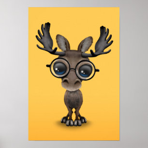 Poster Cuisine Curious Moose Nerd porter des lunettes sur