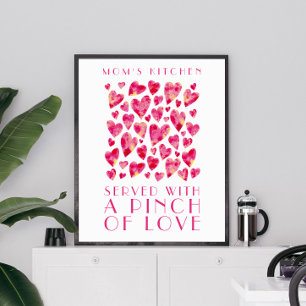 Poster Cuisine de maman Pink Love Coeur Citation Art