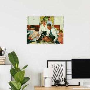 Poster Cuisine familiale vintage Thanksgiving Dîner Cuisi