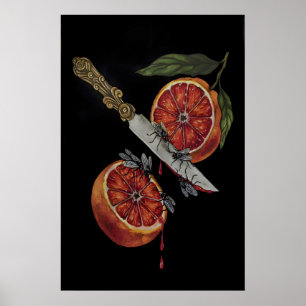 Poster Cuisine gothique épée poignard et orange sanguine