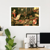 Poster Cuisine intérieure avec femme de ménage (Bureau à domicile)