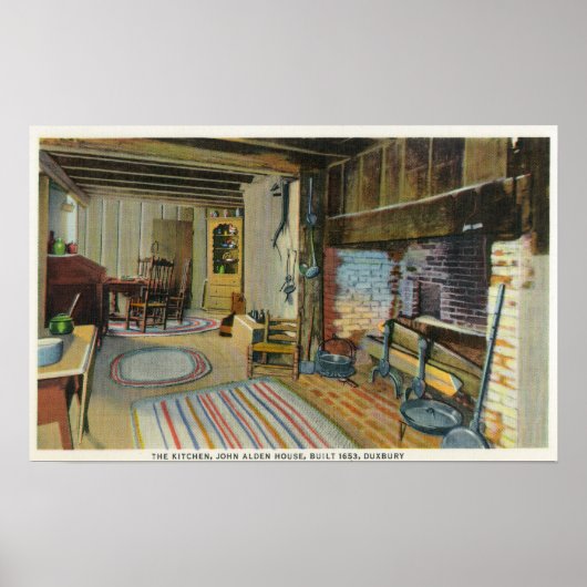 Poster Cuisine intérieure Vue de la Maison John Alden (Devant)