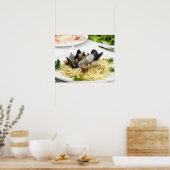 Poster cuisine italienne. Spaghetti alle vongole. (Cuisine)