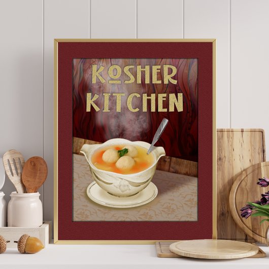 Poster Cuisine Kosher Juif Matzah Boule Soupe Art Imprime