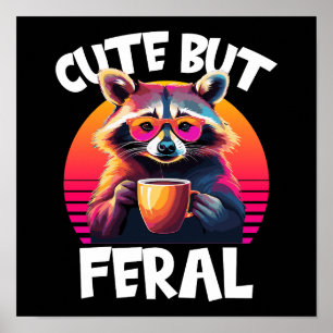 Poster Cuisine Mais Feral Raccoon Retro Lover café