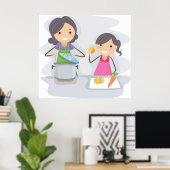 Poster Cuisine Mère Et Fille (Bureau à domicile)