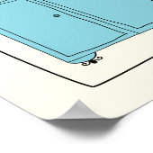 Poster Cuisine mignonne Illustration Bleu Nom personnalis (Coin)