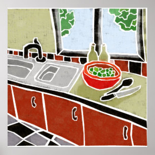 Poster Cuisine rouge rétro