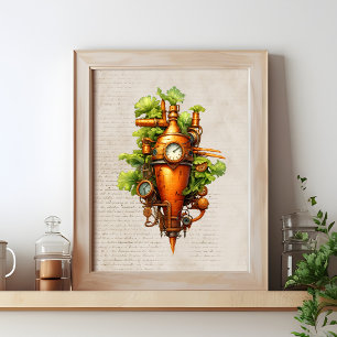 Poster Cuisine Steampunk art, Carotte