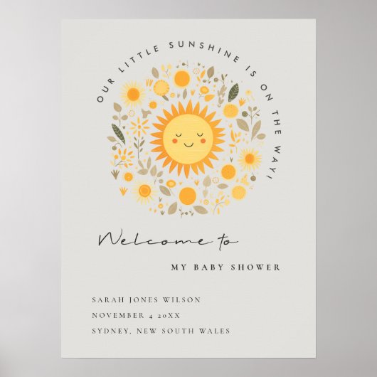 Poster Cuisine Sunshine Boho Baby shower Sun Bienvenue (Devant)