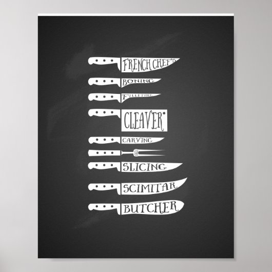 Poster cuisinier cuisinier cuisinier couteaux de recette (Devant)