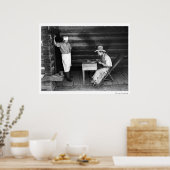 Poster Cuisinier en train de regarder des cartes de jeu d (Cuisine)