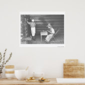 Poster Cuisinier regardant jouer aux cartes de cowboy 2 (Cuisine)