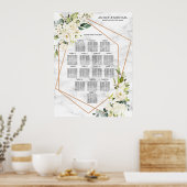 Poster Cuivre Géométrique Blanc Marbre Floral Siège (Cuisine)
