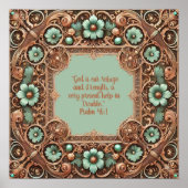 Poster Cuivre Turquoise Fillagreement Frame Bible Versets (Devant)