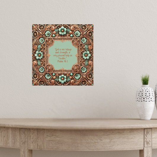 Poster Cuivre Turquoise Fillagreement Frame Bible Versets
