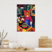 Poster Culinary Cat Art Print Whimsical Kitchen Wall (Cuisine)