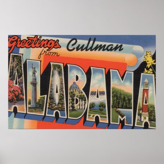 Poster Cullman, Alabama - Scènes de grandes lettres (Devant)