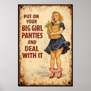 Poster Culottes de grande fille vintage Panneau d'art rét