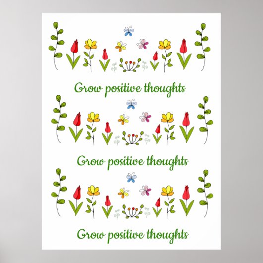 Poster Cultiver des pensées positives fleurs (Devant)