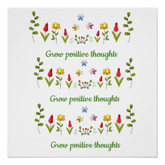 Poster Cultiver des pensées positives fleurs (Devant)