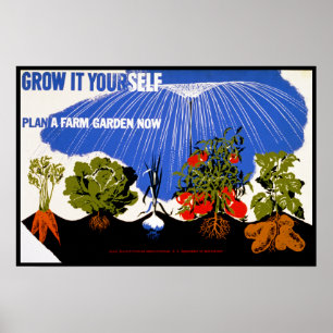 Poster Cultiver soi-même ~ Plante un jardin agricole main