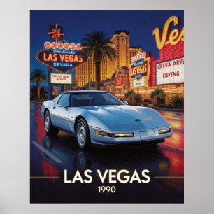 Poster Culture de la route néon de Las Vegas 1990 Nevada