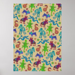 Poster Culture mexicaine Motif tribal primitif 1