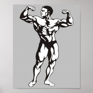 Poster culturiste musculaire homme humain