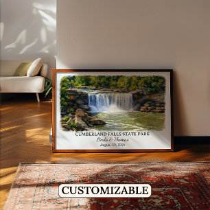 Poster Cumberland Falls State Park Kentucky, Aquarelle