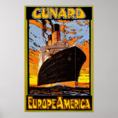 Poster Cunard Europe-Amérique (Devant)