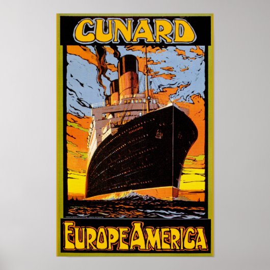 Poster Cunard Europe-Amérique (Devant)