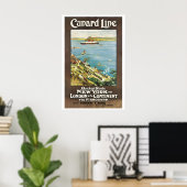 Poster Cunard Line Itinéraire le plus rapide vers Londres (Bureau à domicile)