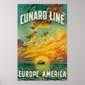 POSTER CUNARD OCEAN LINER EUROPE AMÉRIQUE (Devant)