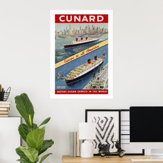 Poster Cunard Queens (Bureau à domicile)